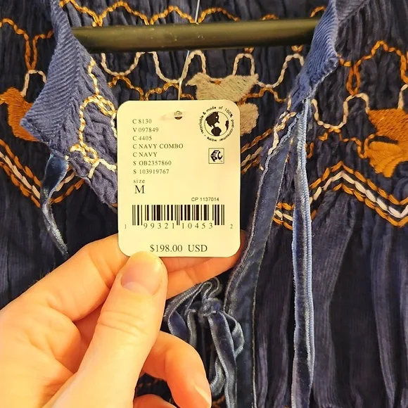 NWT! Free People Terra Smocked Maxi Skirt Set (M), Blue, Corduroy - Picture 8 of 16